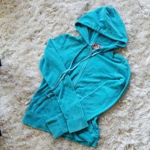 Juicy Couture blue terry cloth zip-up hoodie